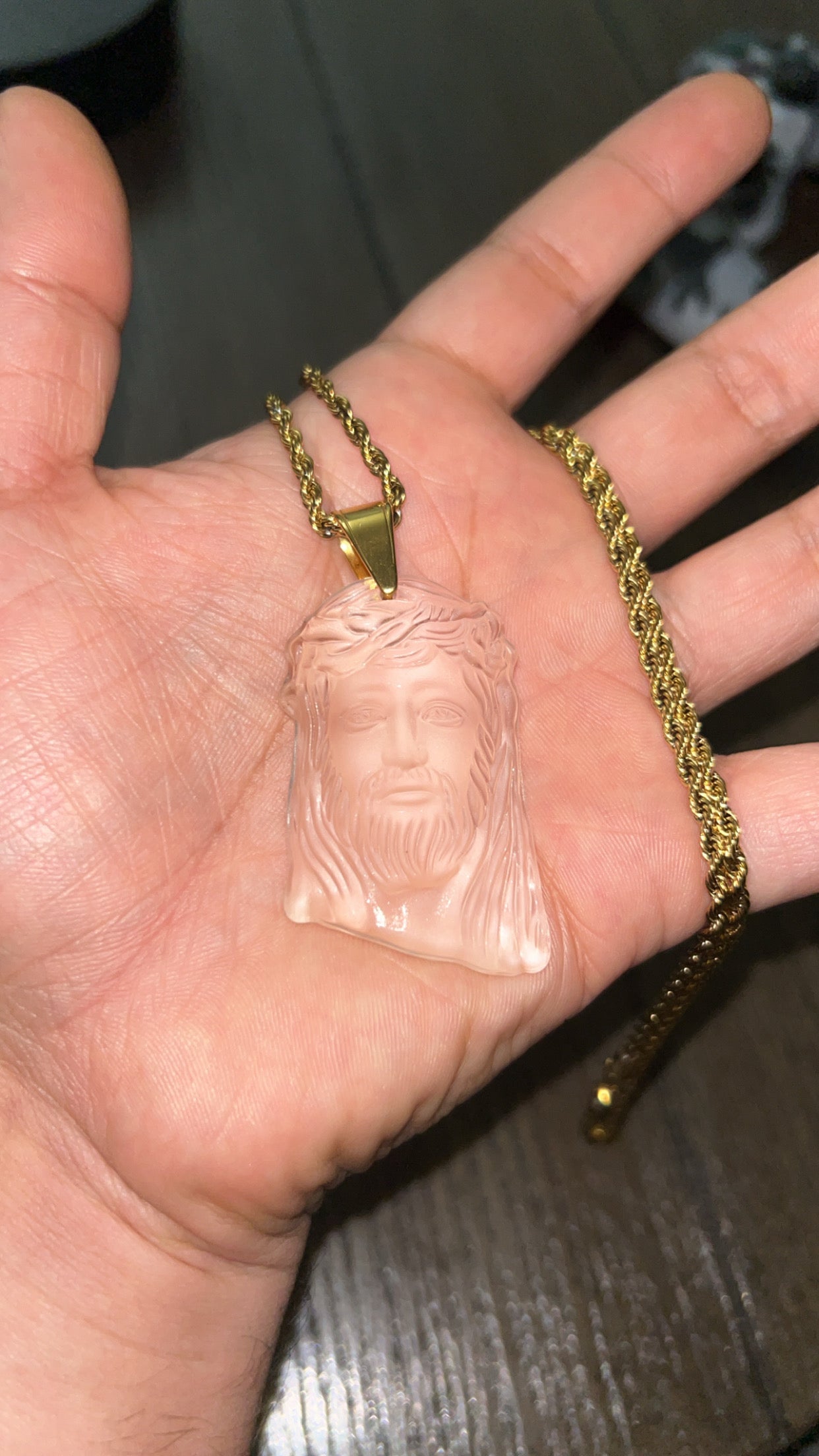 Jesus necklace -frosted