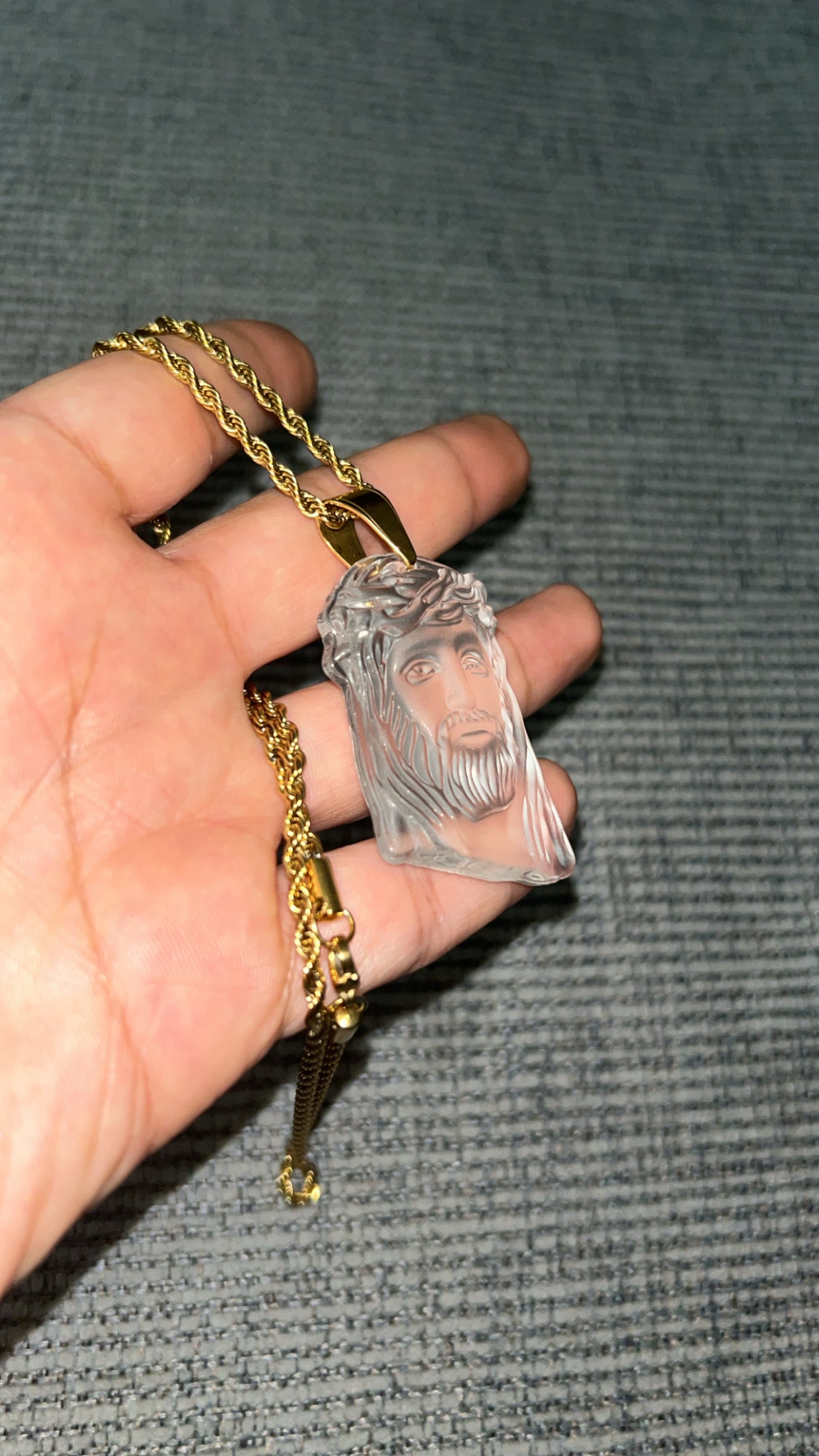 Jesus necklace -frosted