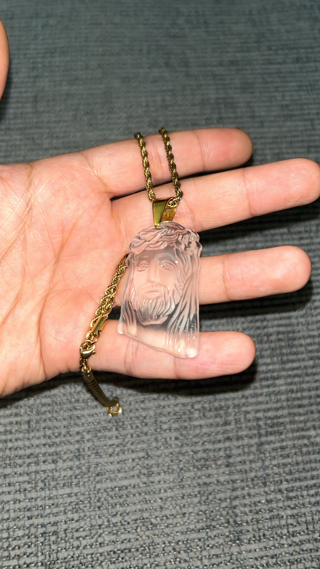 Jesus necklace -frosted