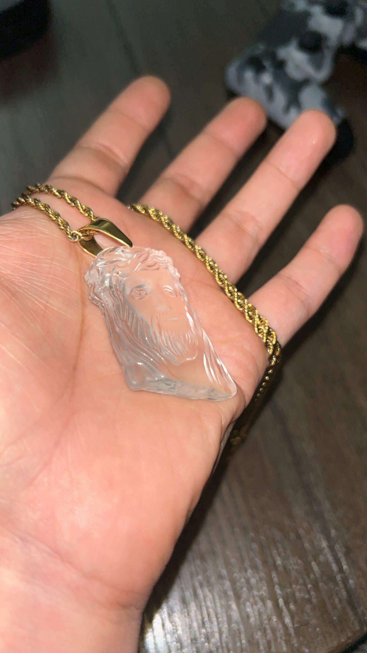 Jesus necklace -frosted