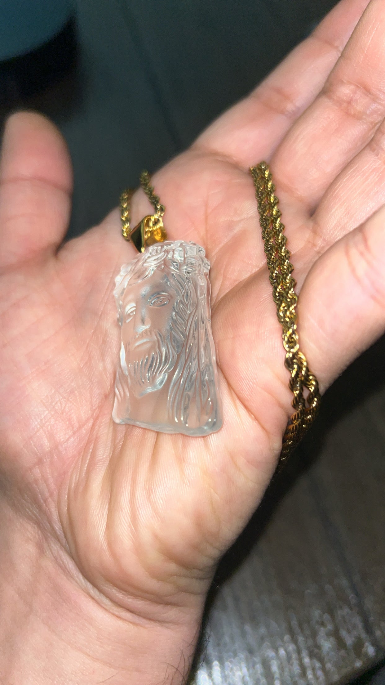 Jesus necklace -frosted
