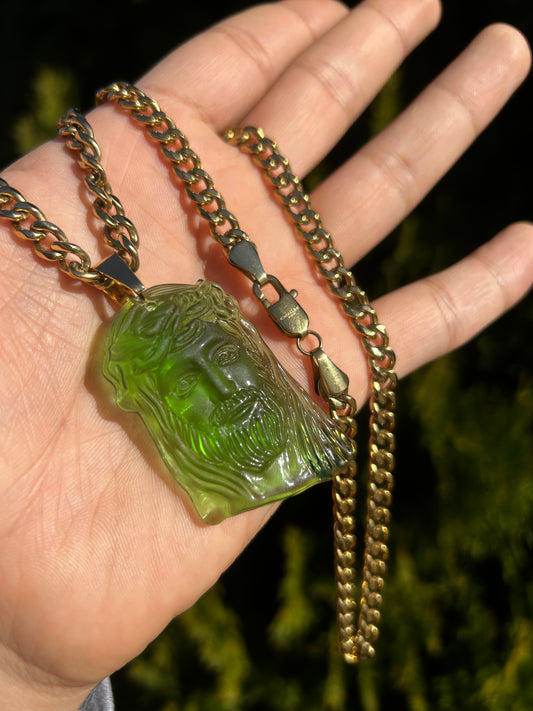 Green Jesus necklace