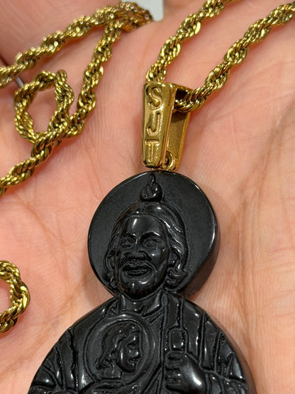San judas hand carved in Obsidian