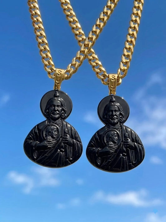 San judas hand carved in Obsidian