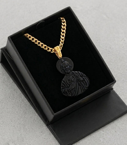 San judas hand carved in Obsidian