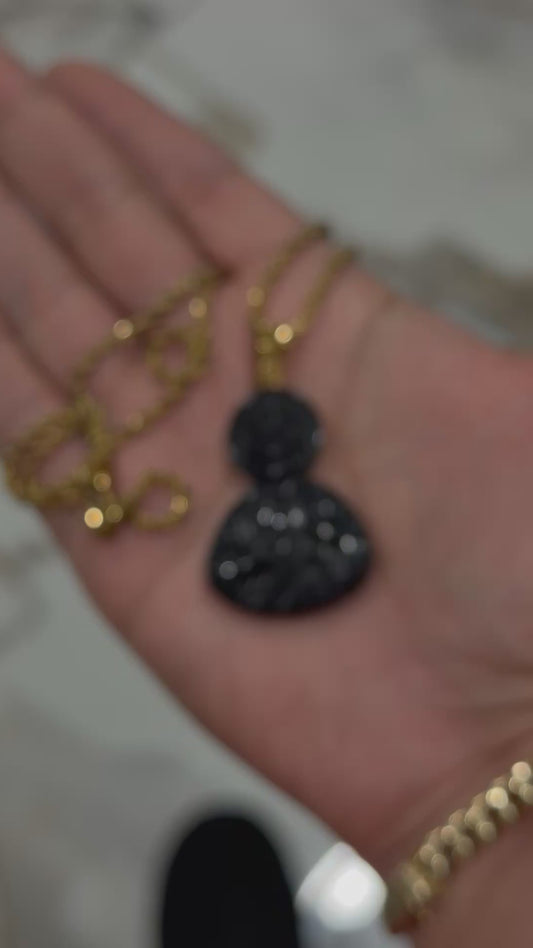 San judas hand carved in Obsidian